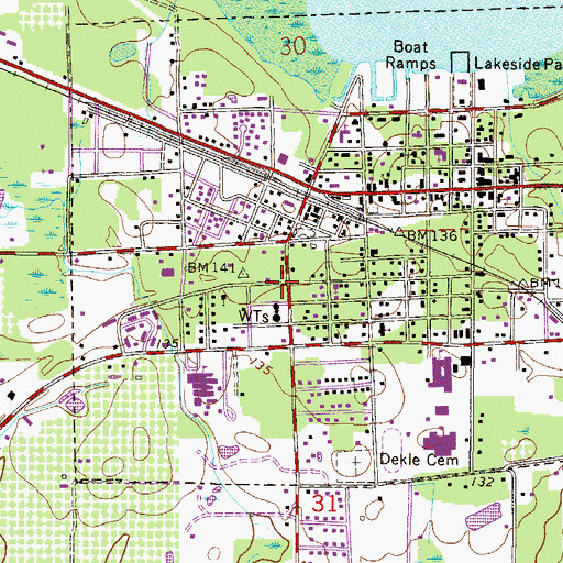 Topographic Map of Lake Butler Volunteer Fire Department, FL