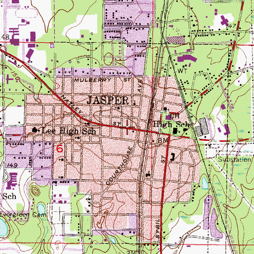 Topographic Map of Jasper Fire Department, FL