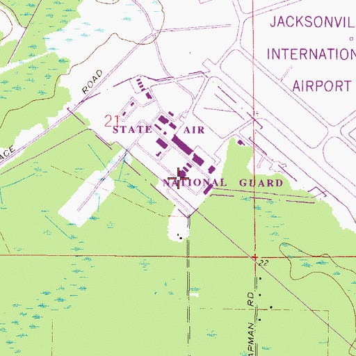 Topographic Map of 125th Fighter Wing Fire Department, FL
