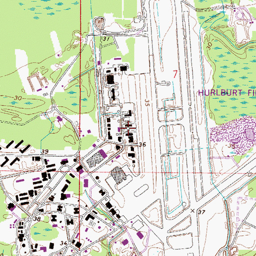 Topographic Map of Eglin Air Force Base Fire Station Hurlburt Field, FL