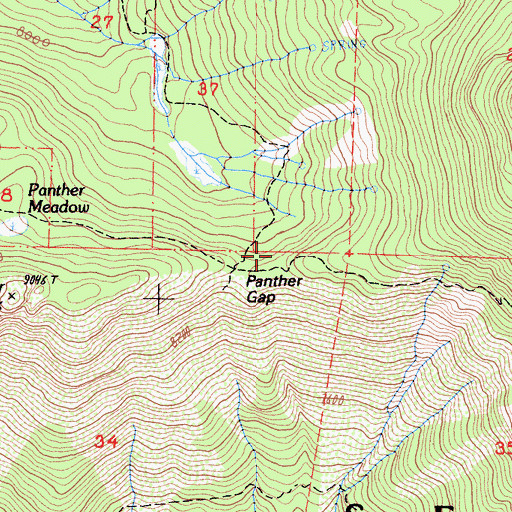 Topographic Map of Panther Gap, CA