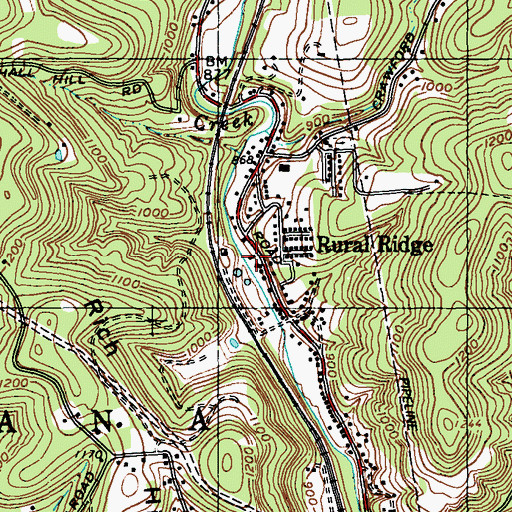 Topographic Map of Rural Ridge Volunteer Fire Department Station 175, PA