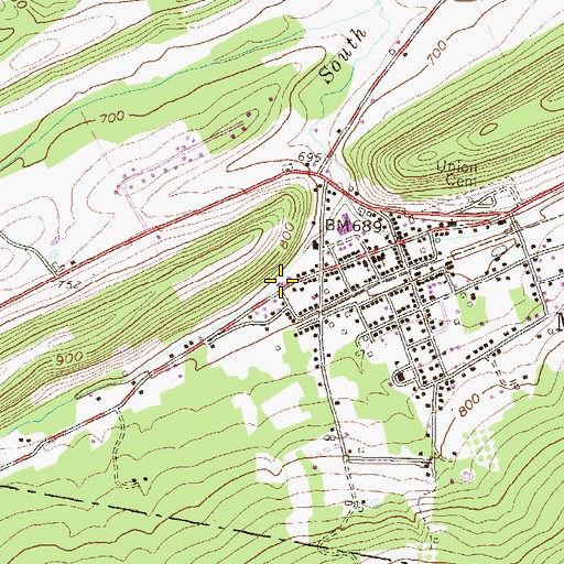 Topographic Map of McClure Fire Department, PA