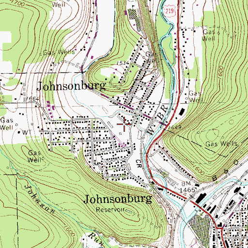 Topographic Map of Johnsonburg Fire Department Company 2, PA