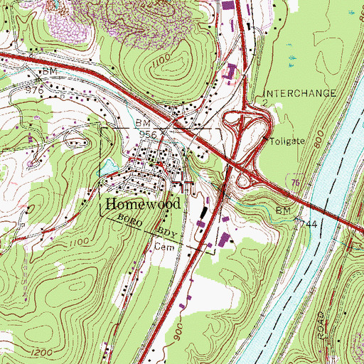 Topographic Map of Homewood Volunteer Fire Department Station 19, PA