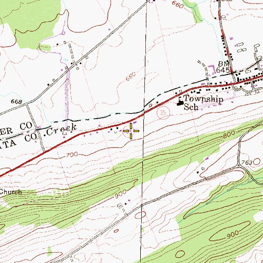Topographic Map of Richfield Fire Company Station 9, PA