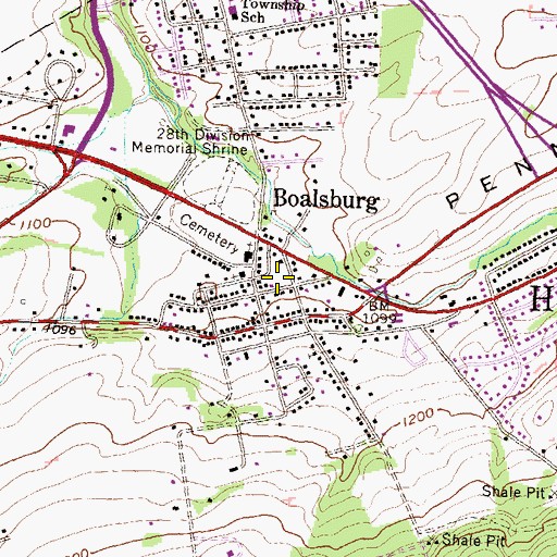 Topographic Map of Boalsburg Fire Company 3, PA