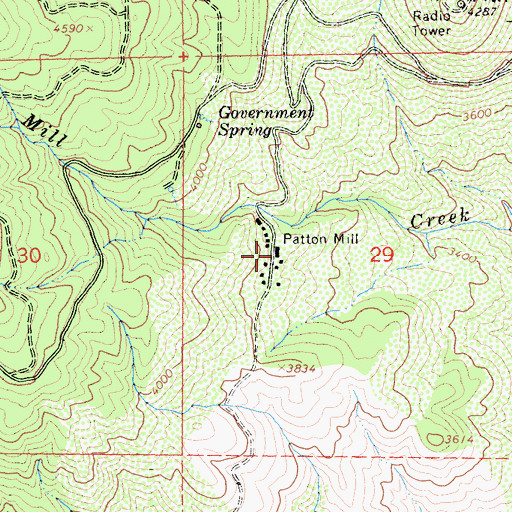 Topographic Map of Patton Mill, CA