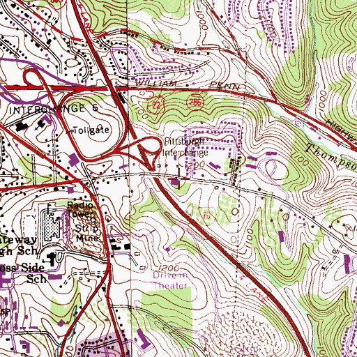 Topographic Map of Monroeville Volunteer Fire Company 4 Station 194 - Emergency Medical Services Station 355, PA