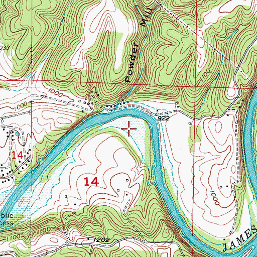 Topographic Map of Gregg Camp (historical), MO