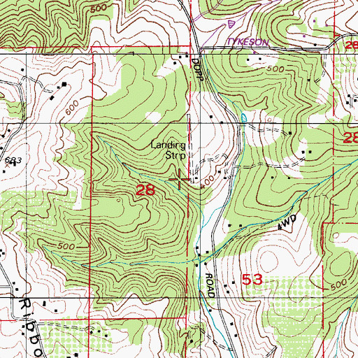 Topographic Map of Ribbon Ridge Airport, OR