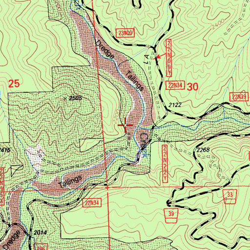 Topographic Map of Peavine Creek, CA