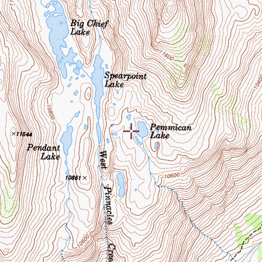 Topographic Map of Pemmican Lake, CA