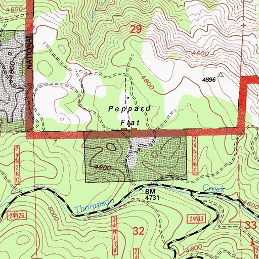 Topographic Map of Peppard Flat, CA