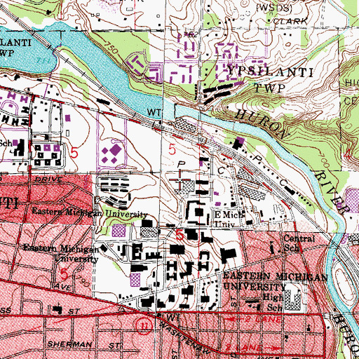 Topographic Map of Phelps Residence Hall, MI