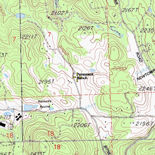 Topographic Map of Personeni Ranch, CA