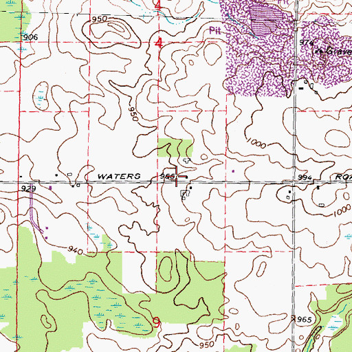 Topographic Map of Rosier Cemetery, MI