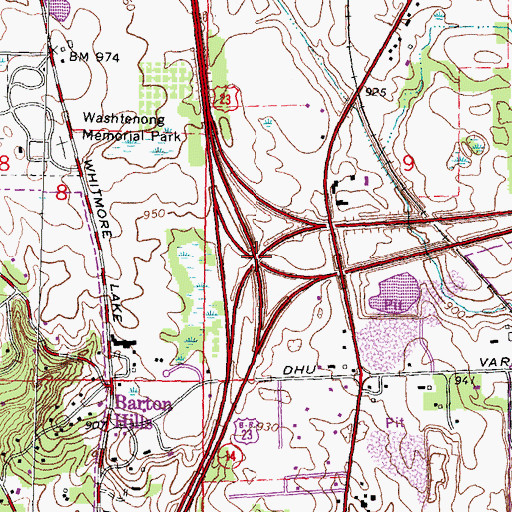 Topographic Map of Interchange 45, MI