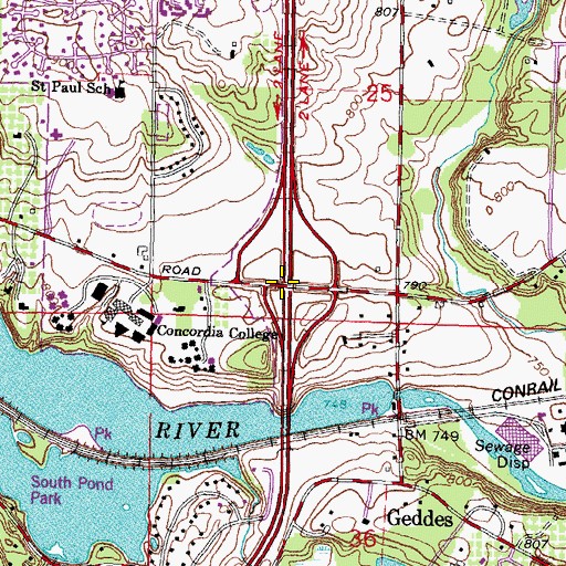 Topographic Map of Interchange 39, MI