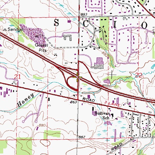 Topographic Map of Interchange 169, MI