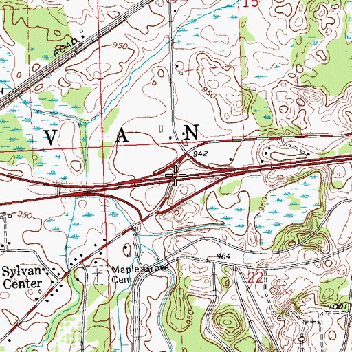 Topographic Map of Interchange 157, MI