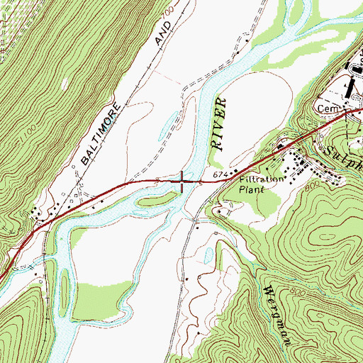 Topographic Map of Romney Bridge, WV
