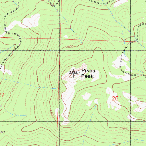 Topographic Map of Pikes Peak, CA