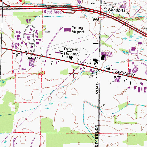 Topographic Map of Scio Farms Estates Mobile Home Park, MI