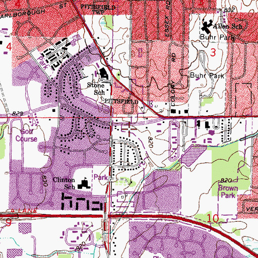 Topographic Map of Malletts Creek Branch Library, MI