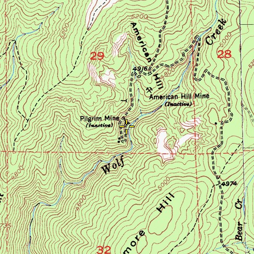 Topographic Map of Pilgrim Mine, CA
