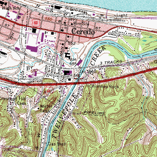 Topographic Map of Rubber Plant Bridge, WV