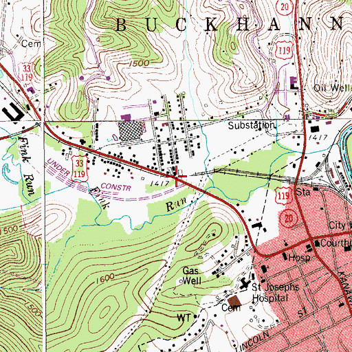 Topographic Map of Trooper J.D. Dave Harr Bridge, WV