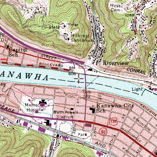 Topographic Map of 35th Street Bridge, WV