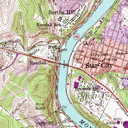 Topographic Map of Edith B Barill Bridge, WV