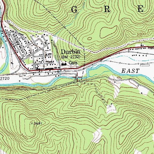 Topographic Map of Tannery Truss Bridge, WV
