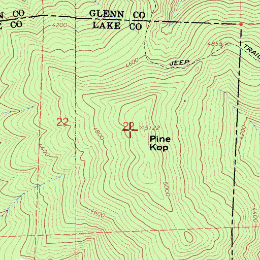 Topographic Map of Pine Kop, CA