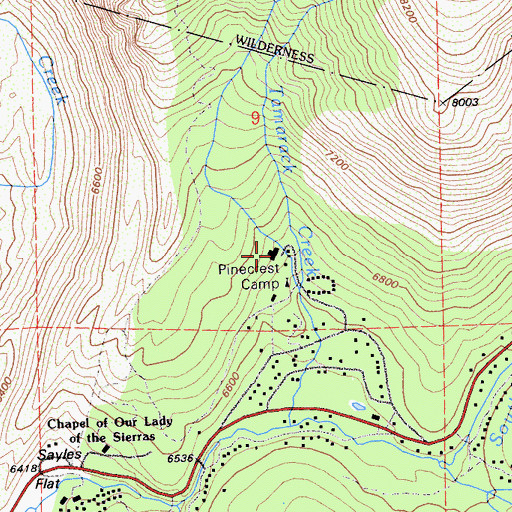 Topographic Map of Pinecrest Camp, CA