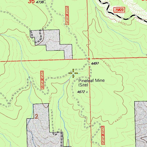 Topographic Map of Pineleaf Mine, CA