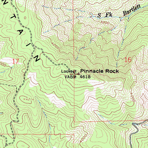 Topographic Map of Pinnacle Rock, CA