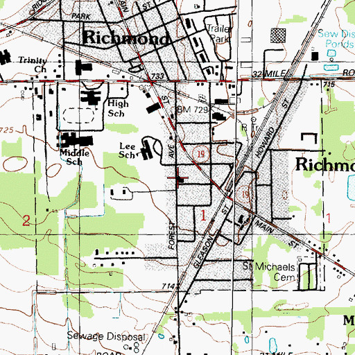Topographic Map of Community Baptist Church, MI