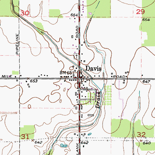 Topographic Map of Davis Post Office (historical), MI