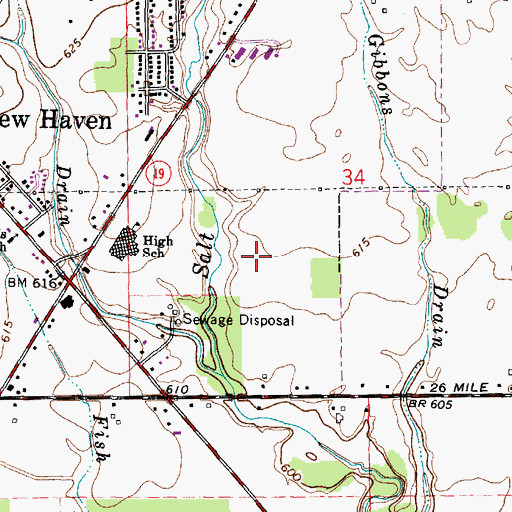 Topographic Map of New Haven Elementary School, MI