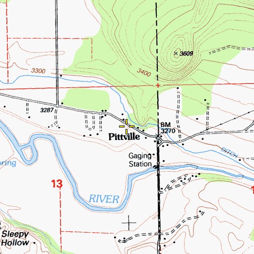 Topographic Map of Pittville, CA