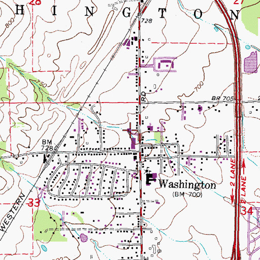 Topographic Map of Washington Post Office, MI