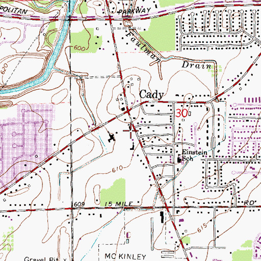 Topographic Map of Cross Lutheran Church, MI