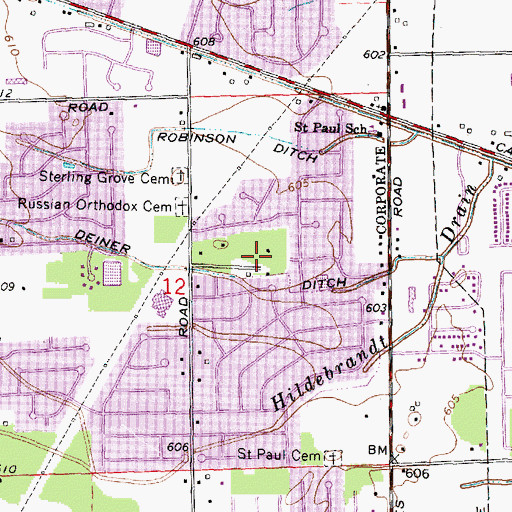 Topographic Map of College Park, MI