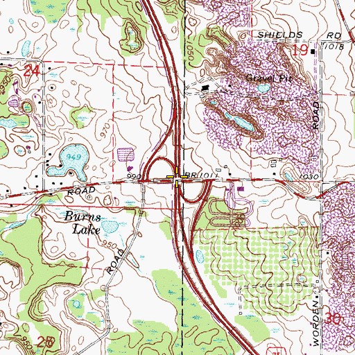 Topographic Map of Interchange 101, MI
