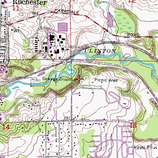 Topographic Map of Clinton-Kalamazoo Canal Historical Marker, MI