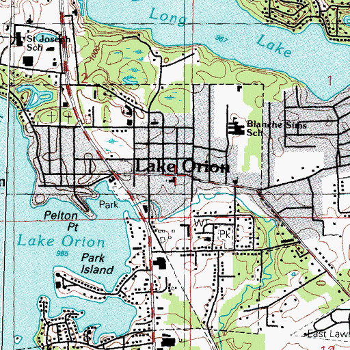 Topographic Map of Lake Orion Methodist Church Historical Marker, MI