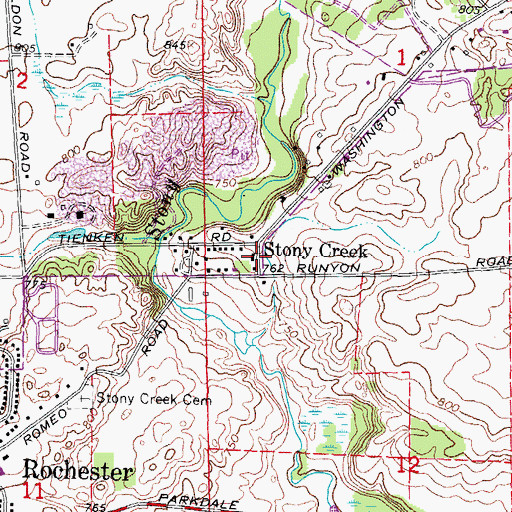 Topographic Map of Stoney Creek School Historical Marker, MI